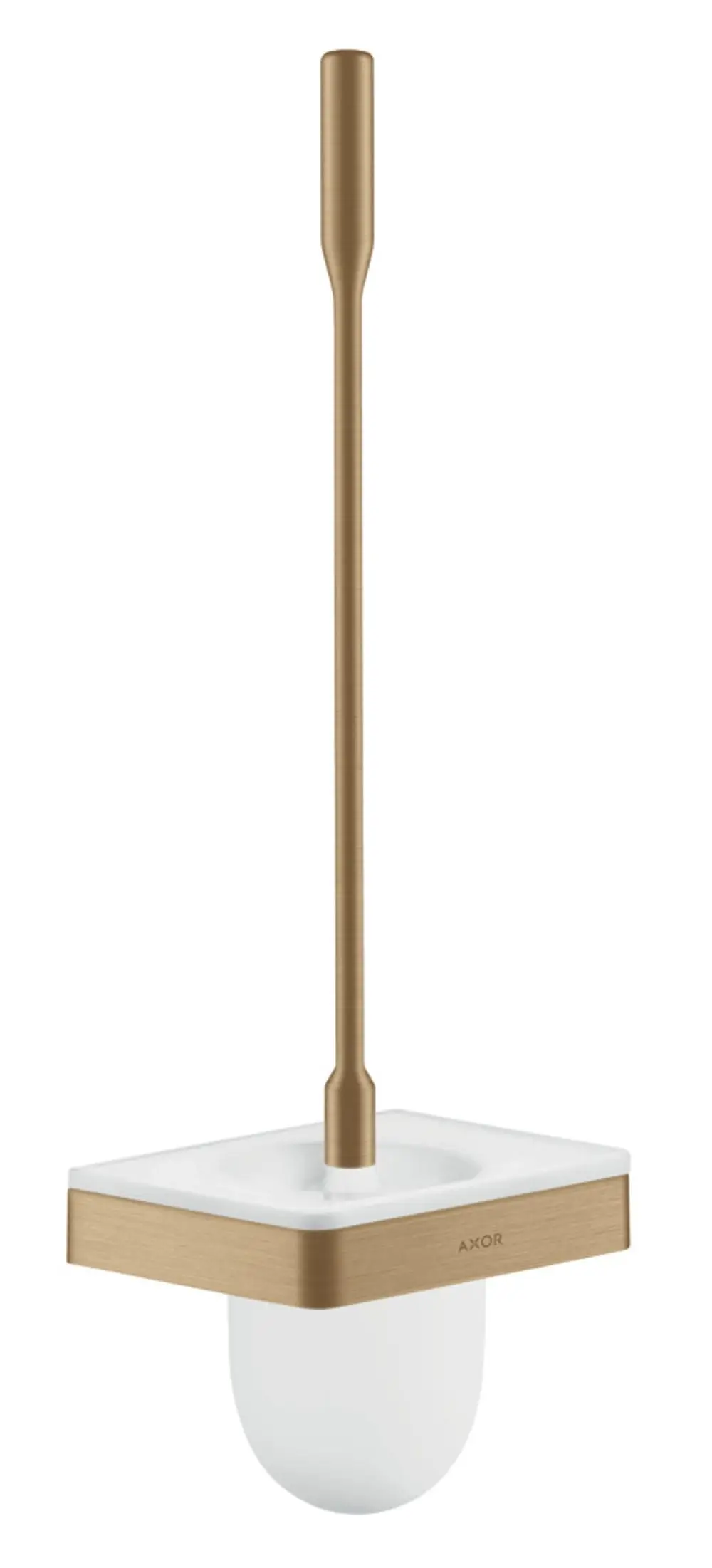 Wandmontierter Toilettenbürstenhalter mit einer Kombination aus gebürstetem Bronze und weißem Keramikeinsatz, gestaltet von AXOR.